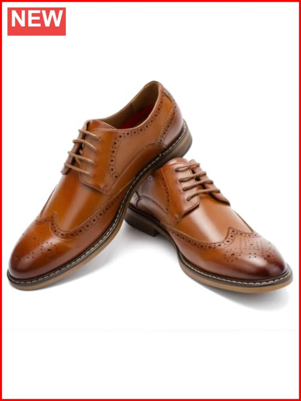 Men's Wingtip Lace-Up Dress Shoes Leather Oxfords Business Casual
